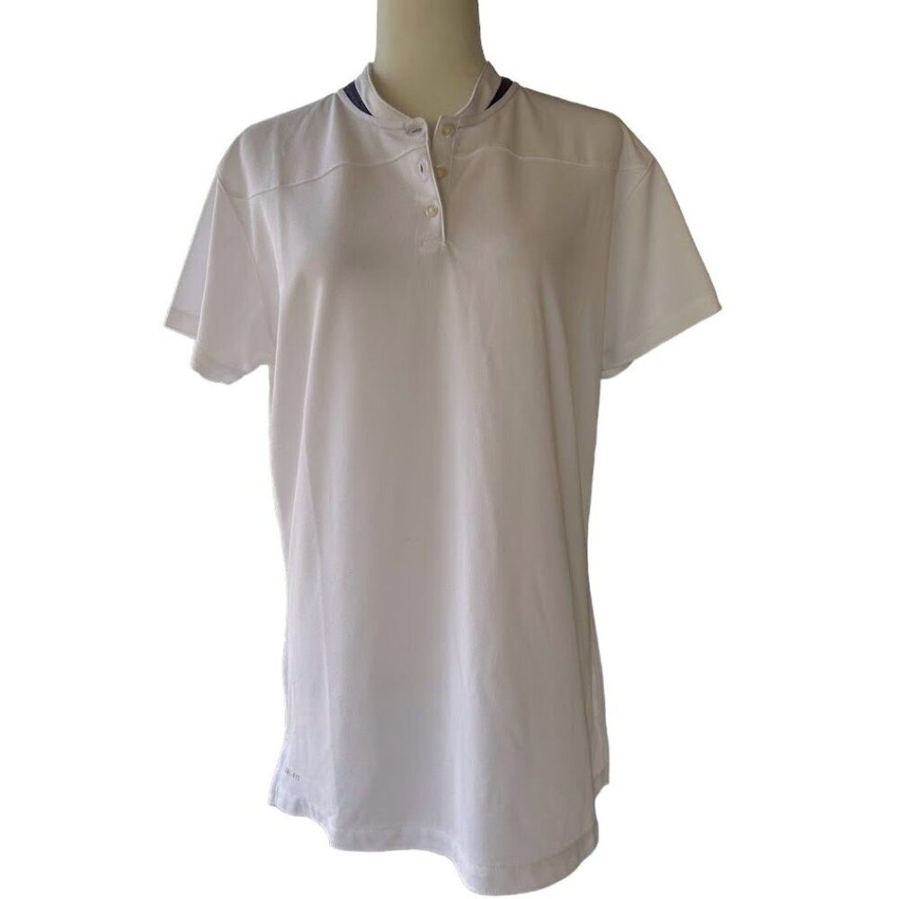 Nike Women's Golf Tennis Polo Dri-Fit Collar White Shirt‎ XL